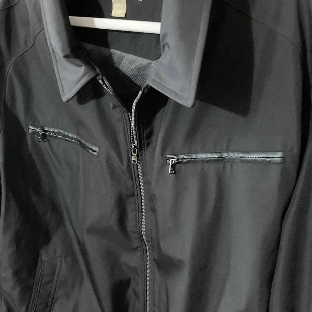 Michael Kors Softshell Moto Jacket Mens Sz 3XL Black Leather Trim Pockets